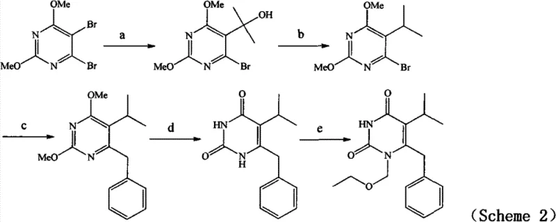 Prior art synthetic route for Emivirine involving Grignard reagents and harsh conditions