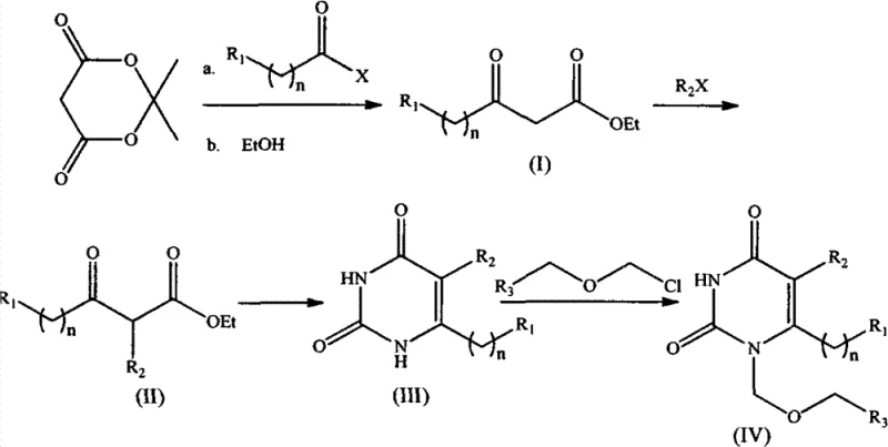General synthetic scheme for Emivirine analogues using Meldrum's Acid as starting material