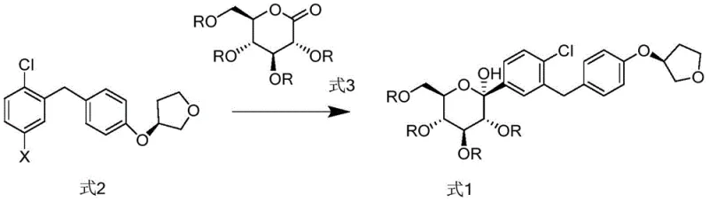 Reaction scheme showing the synthesis of Formula 1 intermediate via Grignard addition to a protected lactone