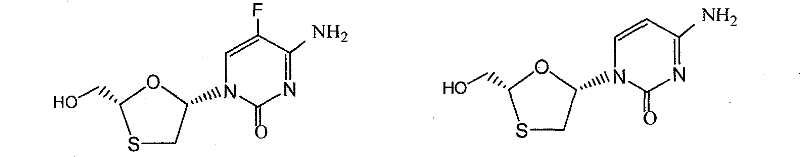 Chemical structures of Emtricitabine (FTC) and Lamivudine (3TC) highlighting their structural similarity