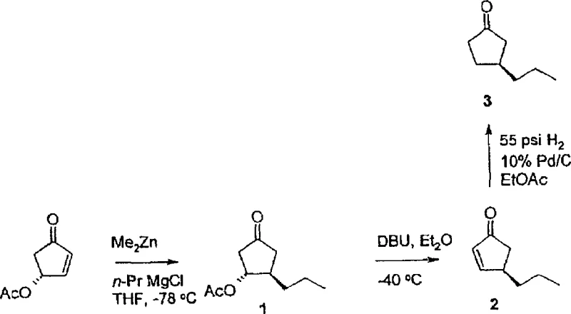 Specific example of synthesizing (S)-3-n-propyl-cyclopentanone