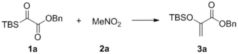 Specific synthesis example of enol silyl ether 3a from substrate 1a and nitromethane 2a with high yield