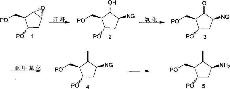General synthetic route showing epoxide ring opening, oxidation, and methylenation steps