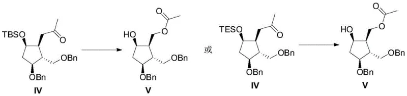 Baeyer-Villiger oxidation step converting Formula IV to Formula V intermediate