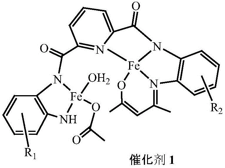Structure of the Schiff base binuclear iron complex catalyst used in the first alkylation step