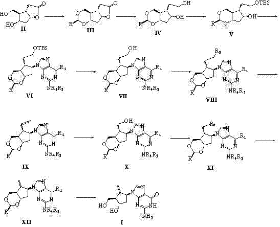 Overall reaction scheme for Entecavir synthesis showing the progression from Corey lactone diol to the final API through protection, coupling, and elimination steps