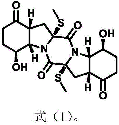 Chemical structure of Epicoccin G (Formula 1) showing the diketopiperazine core with sulfur bridges