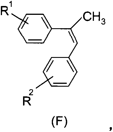 General chemical structure of the target Epoxiconazole intermediate formula F showing substituent positions R1 and R2