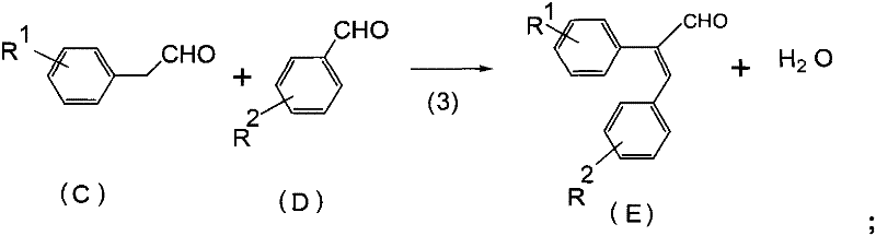 Step 3 Aldol condensation reaction equation forming the acrolein derivative E from aldehydes C and D