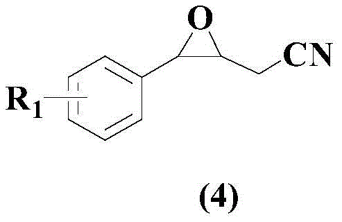 Chemical structure of the core epoxy skeleton nitrile compound Formula 4