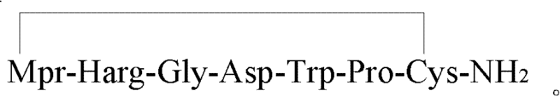 Chemical sequence structure of Eptifibatide Mpr-Harg-Gly-Asp-Trp-Pro-Cys-NH2