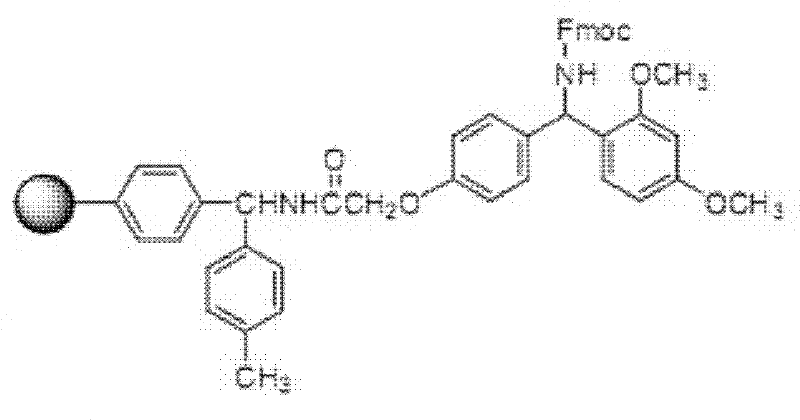 Structure of Rink MBHA resin used as the solid support for peptide synthesis