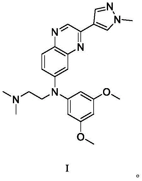 Chemical structure of Erdafitinib (Formula I) showing the quinazoline core and substituted phenyl rings