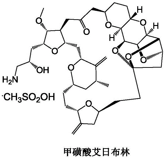 Chemical structure of Eribulin Mesylate showing the complex polyether macrolide framework