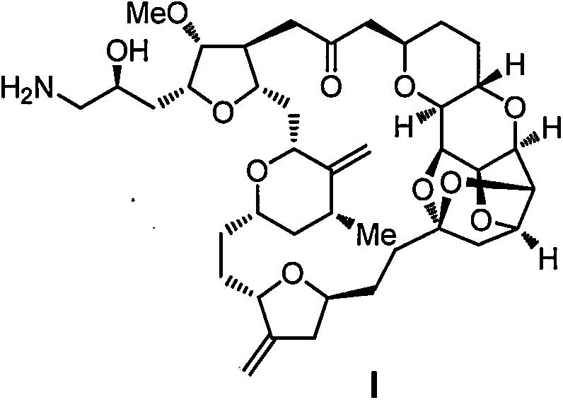 Chemical structure of Eribulin (Formula I) showing the complex macrolide framework