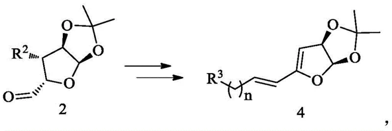 General reaction scheme converting Formula 2 to Formula 4 via Wittig olefination