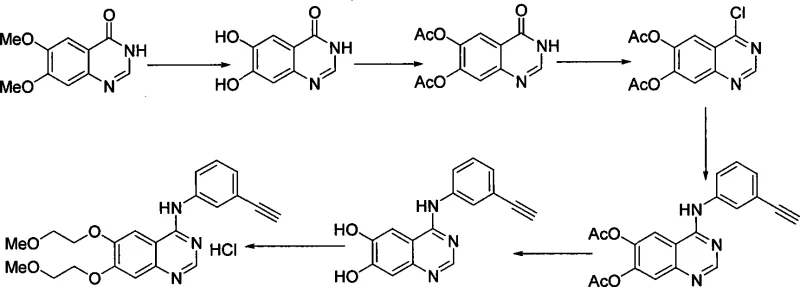 Alternative synthetic route involving demethylation and protection steps leading to yield reduction