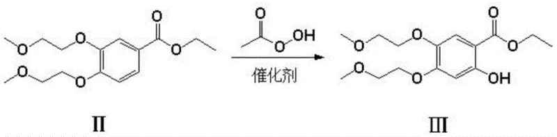 Catalytic oxidation of compound II to compound III using peroxyacetic acid and transition metal catalysts