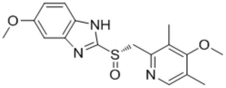 Chemical structure of Esomeprazole showing the chiral sulfinyl benzimidazole core