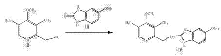 Nucleophilic substitution to form the thioether intermediate Compound IV