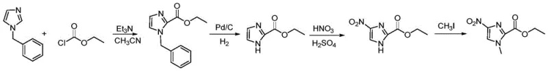 Conventional synthetic route utilizing benzyl protection and Pd/C catalysis showing complex multi-step process