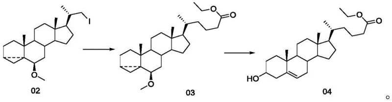 Novel 2-step synthesis route from Compound 02 to Ethyl 24-Cholenoate