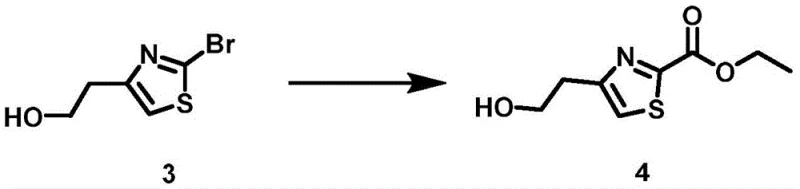 Mechanism of Step 3 showing Pd-catalyzed carbonyl insertion to form the ethyl ester