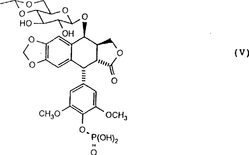Chemical structure of Etoposide phosphate (Formula V) showing the phosphate group at the 4' position