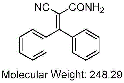 Chemical structure of the impurity 2-cyano-3,3-diphenylacrylamide