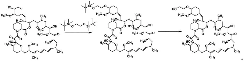 Prior art synthesis route using triflate reagents showing low yield and complexity