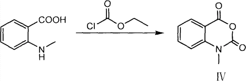Preparation of mixed anhydride from N-methylanthranilic acid and ethyl chloroformate