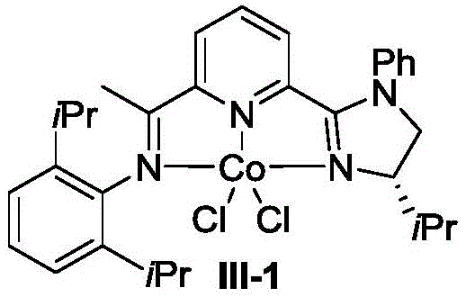 Chemical structure of the preferred chiral CoX2-IIP complex catalyst III-1 used in the synthesis