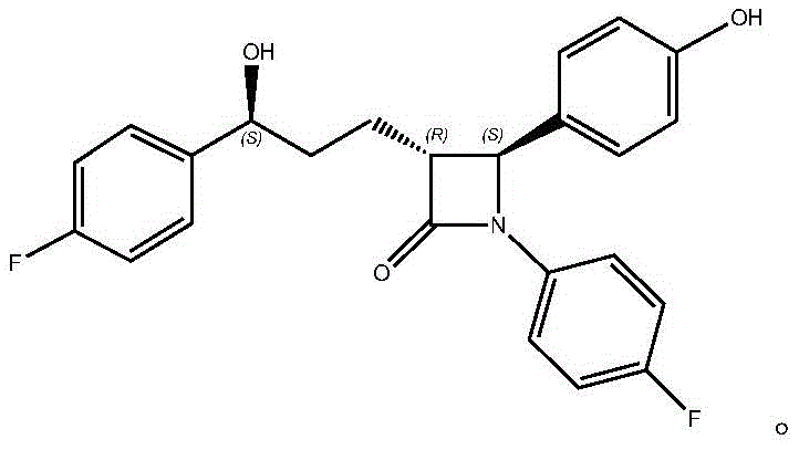 Chemical structure of Ezetimibe showing the chiral centers targeted by the biocatalytic process