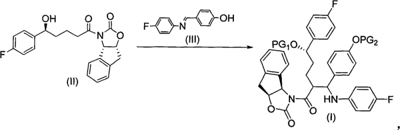 Reaction scheme showing the formation of protected intermediate Compound I using the novel tricyclic auxiliary