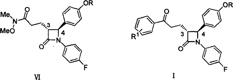 General structural formulas of azetidinone intermediates VI and I showing the core scaffold