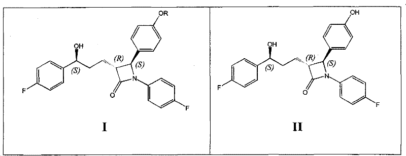 Reaction scheme showing the conversion of protected Ezetimibe (Formula I) to Ezetimibe (Formula II) and the formation of EZT-FAM impurity (Formula III)