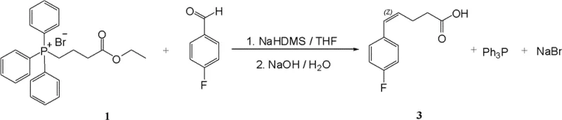 Wittig reaction scheme synthesizing Z-5-(4-fluorophenyl)pent-4-enoic acid