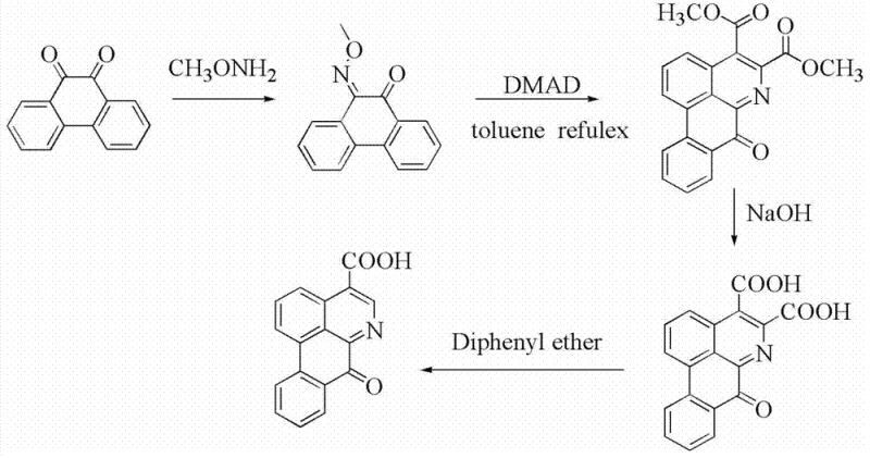 Synthetic route for the precursor 4-carboxy-6-azabenzanthrone starting from phenanthrenequinone