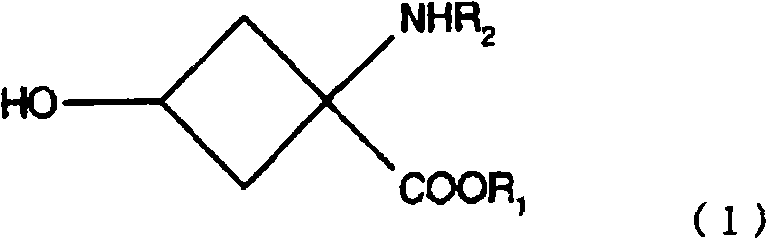Synthetic route showing the conversion of cis/trans hydantoin mixture to the specific cis-triflate precursor via selective base-mediated stabilization