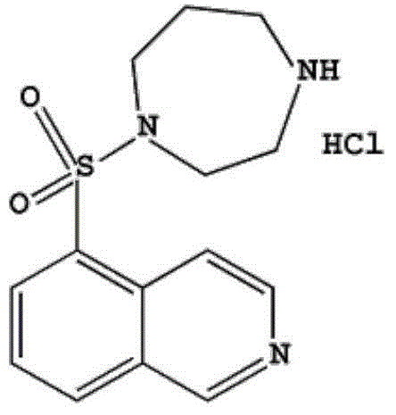 Chemical structure of Fasudil Hydrochloride showing the isoquinoline and homopiperazine moieties