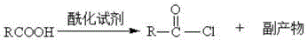 Traditional synthesis of fatty acid chloride using hazardous acylating reagents