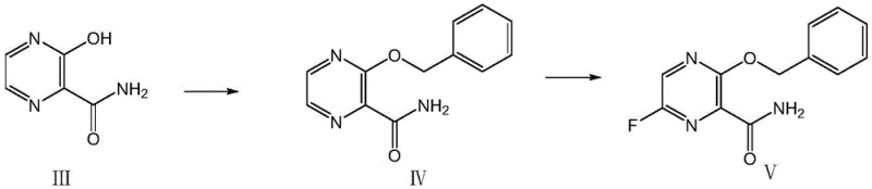 Detailed reaction scheme for the conversion of Compound IV to Compound V via fluorination