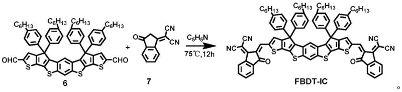 Step 4 Knoevenagel condensation reaction converting dialdehyde compound 6 to final FBDT-IC product