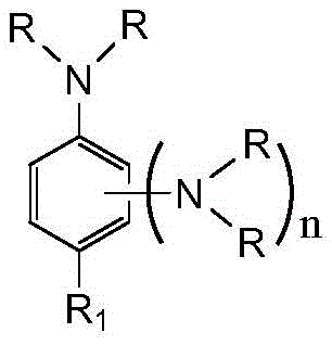 General structural formula of the aromatic amine burning rate catalyst containing ferrocenyl methyl-1,2,3-triazole groups
