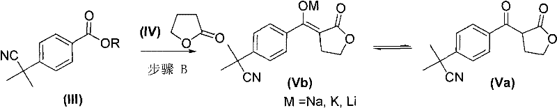 Reaction mechanism for Step B showing condensation with gamma-butyrolactone