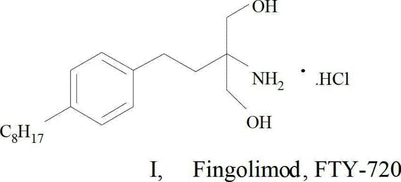Chemical structure of Fingolimod Hydrochloride (FTY-720) showing the amino-propanediol core