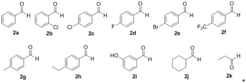 Scope of aldehyde substrates 2a-2k demonstrating versatility in synthesis
