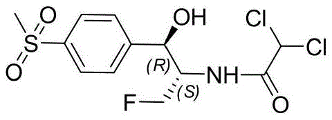 Chemical structure of Florfenicol showing the critical chiral centers and functional groups
