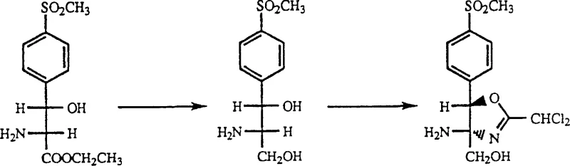 Specific embodiment showing the reaction with dichloroacetonitrile to form the dichloromethyl oxazoline derivative