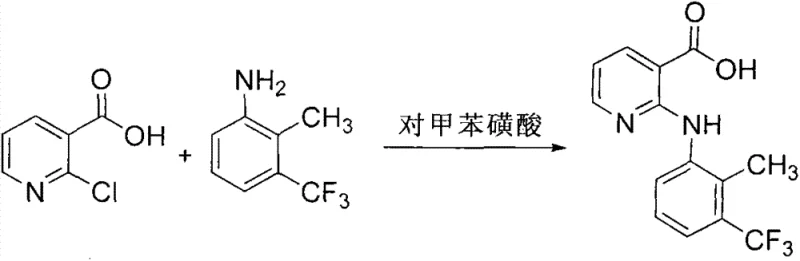 Prior art reaction scheme showing synthesis using only p-toluenesulfonic acid catalyst